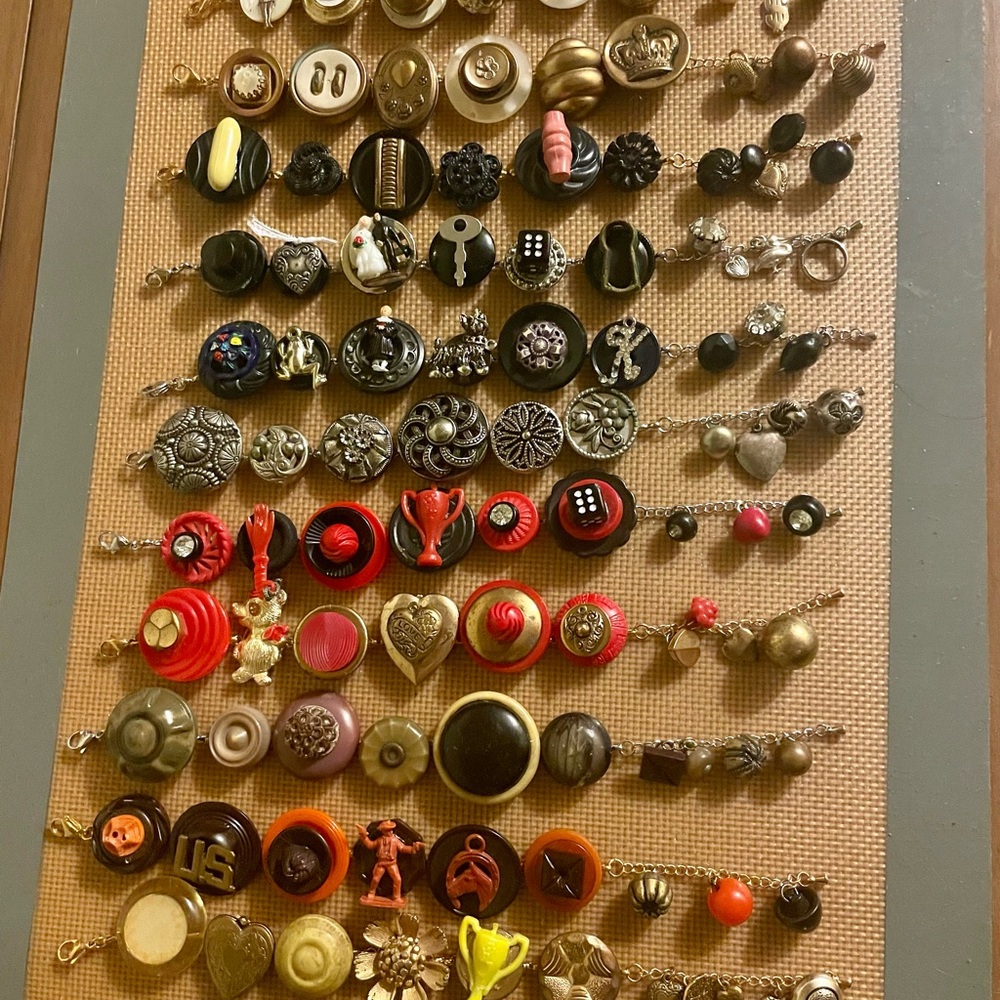 Vintage Upcycled Button Trinket Charm Bracelets
